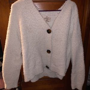 Fuzzy button up sweater